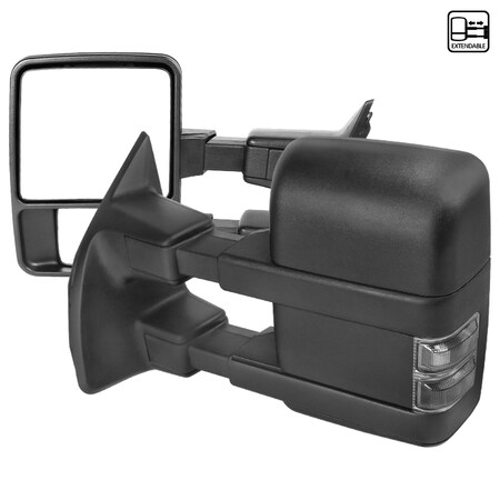 Spec-D Tuning 03-15 Ford F250 Super Duty Towing Mirrors Black- Smoke Signal Manual RMX-F25003G2G-M-FS